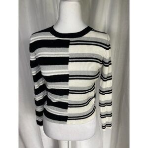 Circus NY Black & White Striped Metallic Sweater - Size XS